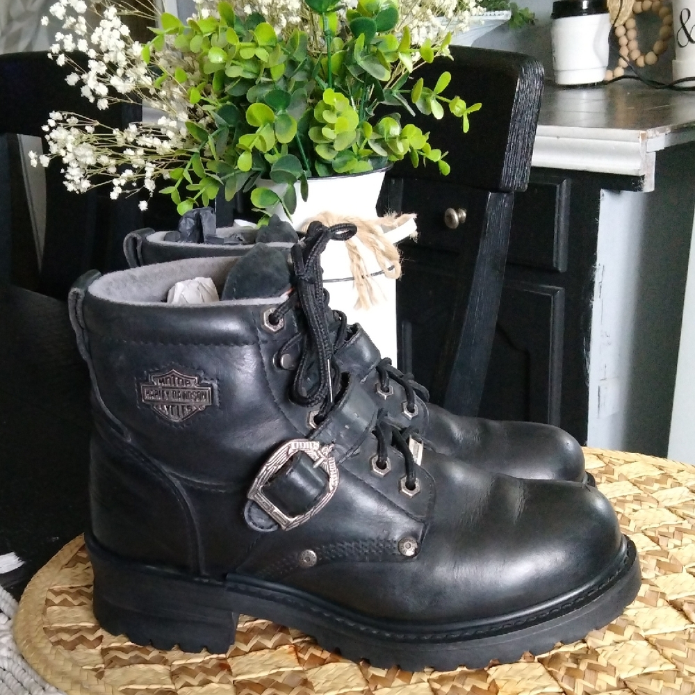 Harley-Davidson Black Leather Women's Motorcycle Boots